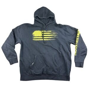 Freedom Industries Hoodie Men XL Black Yellow American Flag Graphic Print Fleece